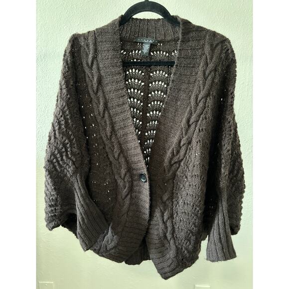 Laundry Shelli Segal Knitted Cardigan Alpaca Blend Womens Size M Brown - Picture 1 of 4
